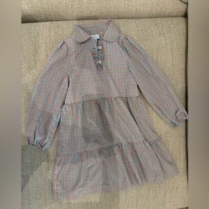 Little English Multi-Color Plaid Tiered Long-Sleeve Dress